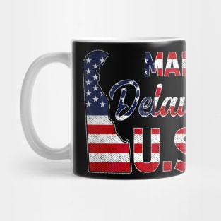 Made in Delaware U.S Map State American Flag Delaware Mug